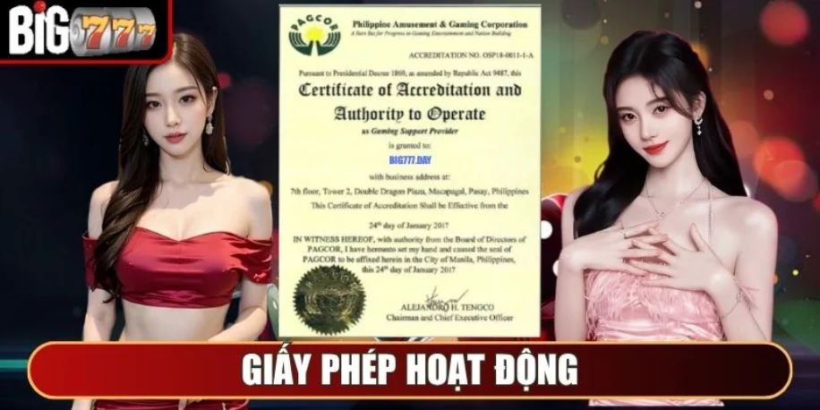 Big777 - Cổng Game Giải Trí Quy Tụ Niềm Vui Và May Mắn 10 Giấy phép hoạt động